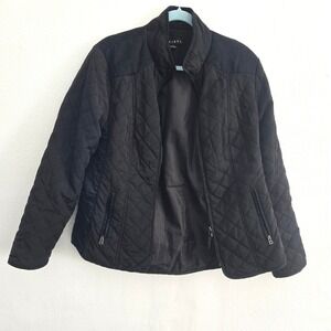 Tribal Black Quilted Zip Up Jacket Faux Suede Womens Large equestrian inspired